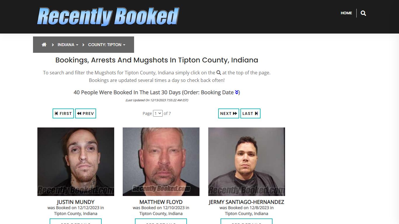 Recent bookings, Arrests, Mugshots in Tipton County, Indiana