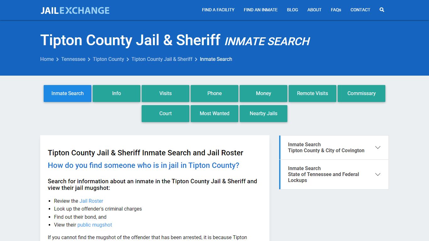 Tipton County Jail & Sheriff Inmate Search - Jail Exchange